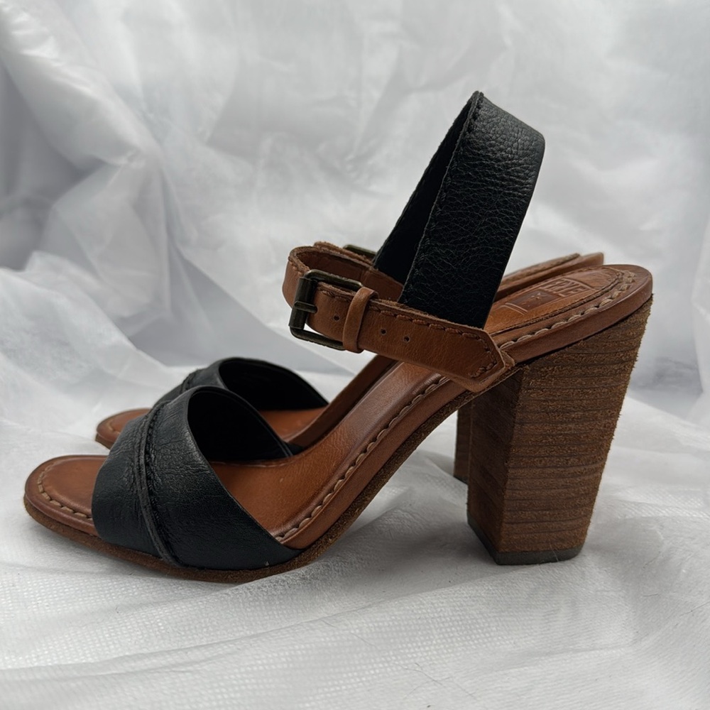 FRYE leather sandals - black  and brown leather  - Size 7M - Picture 8 of 11
